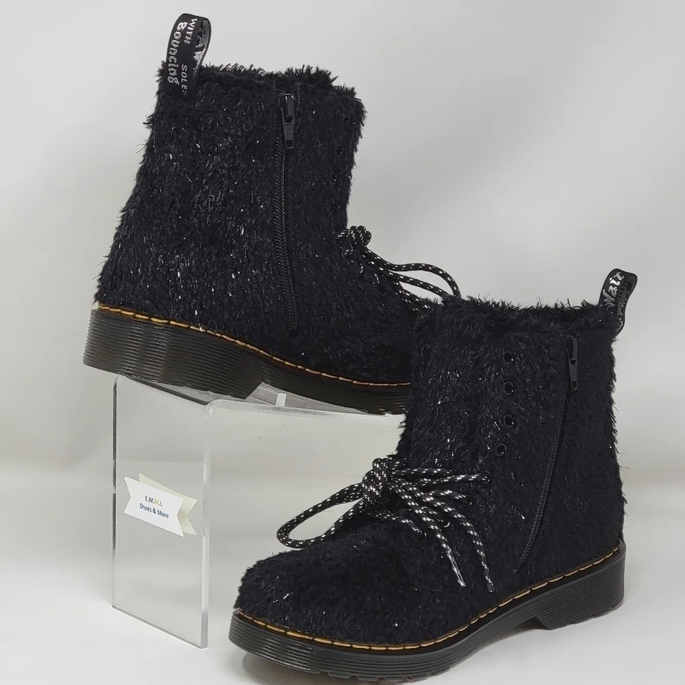 Dr. Martens 1460 PASCAL TINSEL FUR LACE UP BOOTS WOMENS US SIZE 5 NEW